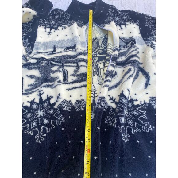 Art Unlimited Sportswear Fleece Jacket Winter Scene Snowflake Print Zip Up M - Picture 5 of 7